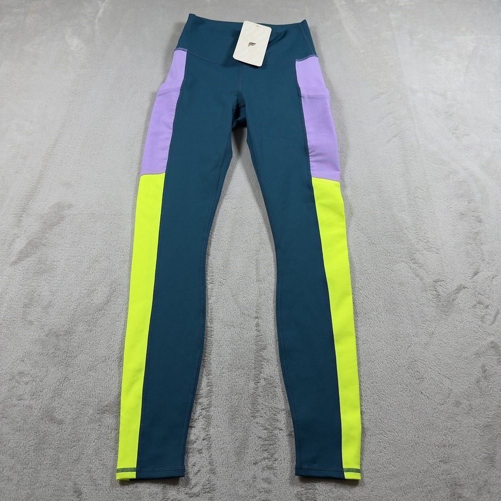 Fabletics Womens Mila High-Waisted Pocket Leggings XXS PowerHold Blue Purple